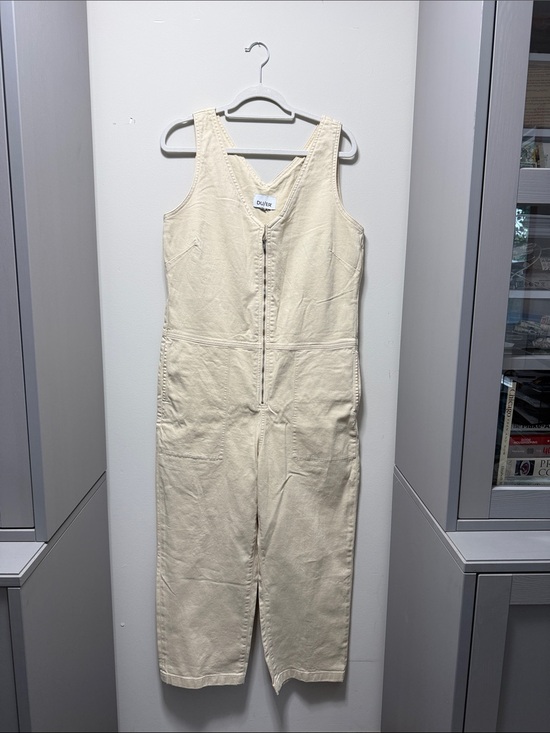 DU/ER Pants - Sleeveless Cream Zip-Front Utility Jumpsuit